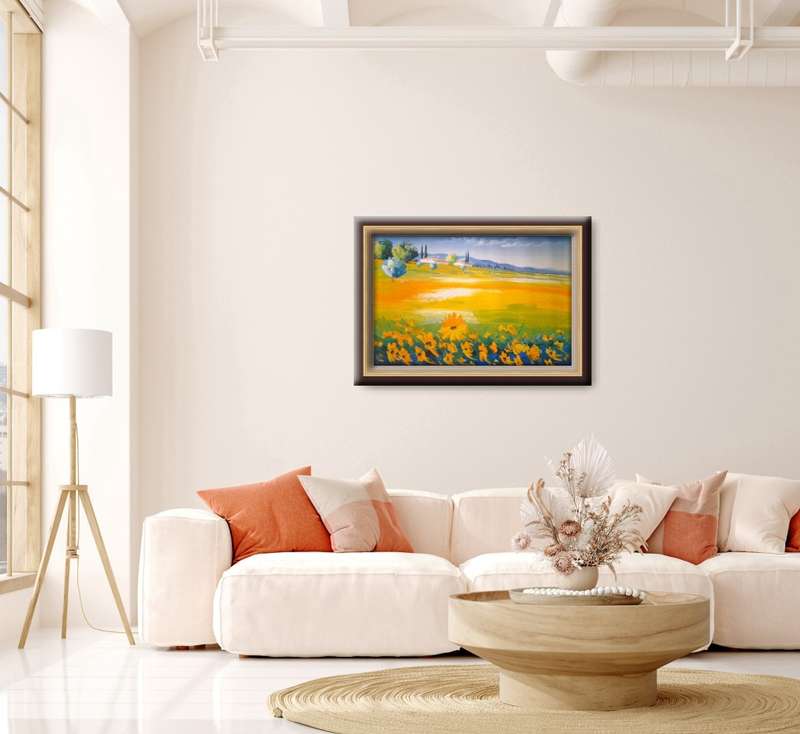 modern landscape with sunflowers oil painting