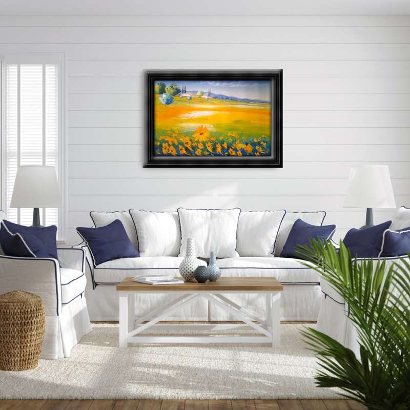 modern landscape with sunflowers oil painting