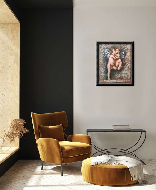 cupid`s embrace oil painting