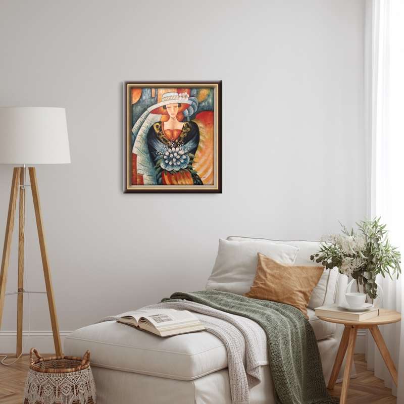 portrait of a lady with flowers oil painting