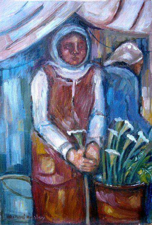 CRAZZZZZZZZZZZY CLEARANCE -  RENEE BRISLEY " FLOWER SELLER" OIL PAINTING