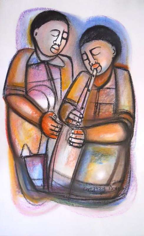 JANUARY SPECIAL ---------   GODFREY NDABA, OIL PASTEL, !!!!! R3 500-00 !!!!!!