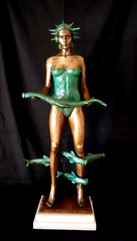 ANGUS TAYLOR,"WOMAN WITH FISH"  BRONZE SCULPTURE