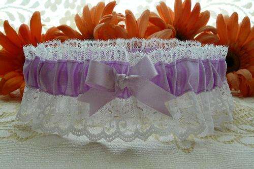 Beautiful Elegant Wedding Bridal Garter Lilac on White