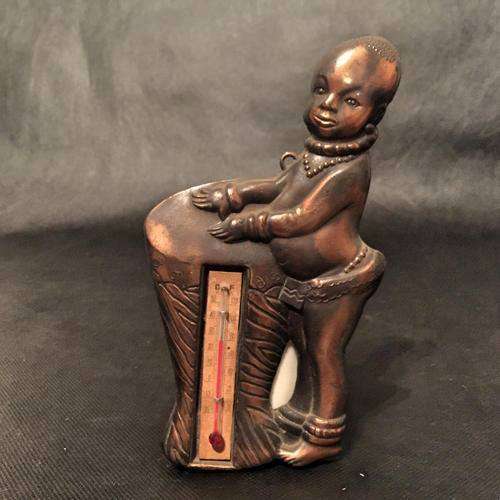 RARE Vintage Copper African Drummer Thermometer