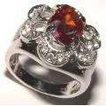 S80 SILVER RING WITH  CRYSTALS AND RHINESTONES, SIZE 5