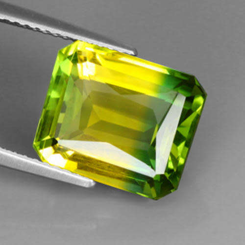 WOW!!! 7.21 ct PERFECT GREEN & YELLOW QUARTZ EMERALD CUT
