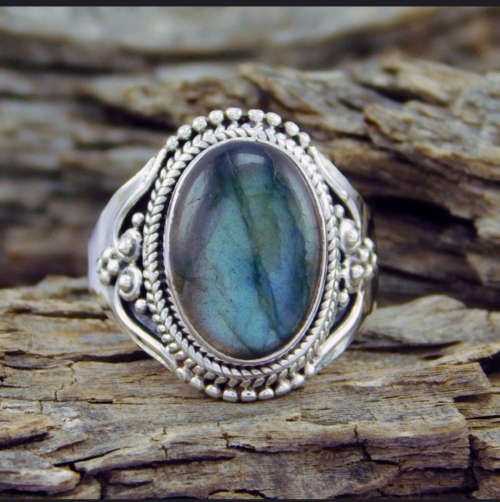 BEYOND STUNNING SRI LANKA RAINBOW MOONSTONE RING, 925 STAMPED. SIZE 8