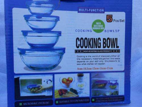 5 PIECE COOKING BOWL SET HEAT RESISTANT WITH LIDS