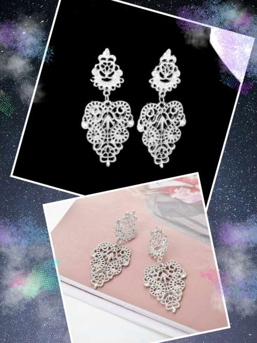 PRETTY BOHEMIAN STYLE CHANDELIER EARRINGS, silver plated