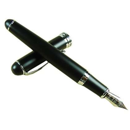 Black Medium Fine Nib Ink Fountain Pen (In Stock)