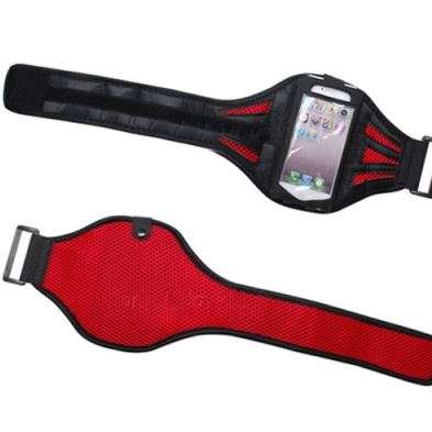 Elastic Ventilated Sports Armband Cover for iPhone 5 - Black and Red