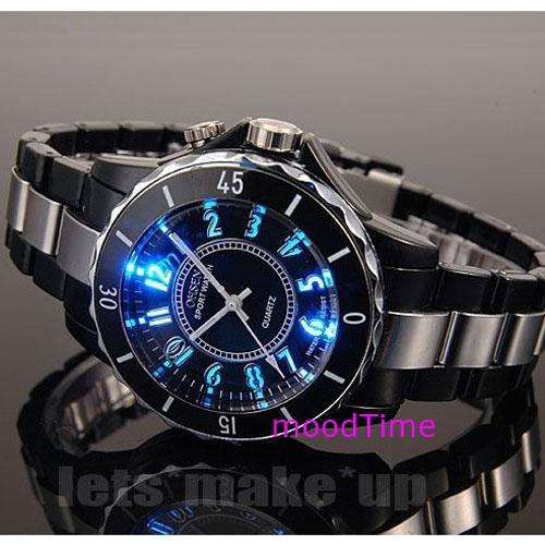 Quartz Sports Wrist Watch 7 Colour LED Light