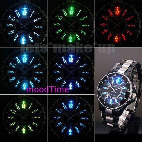 Quartz Sports Wrist Watch 7 Colour LED Light
