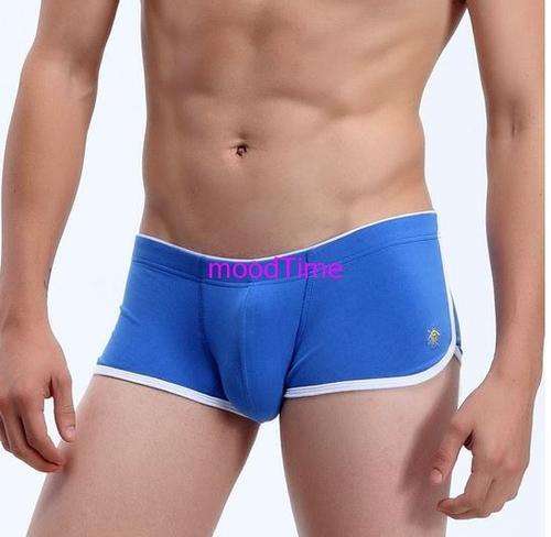 Sexy Men Boxers Low Waist Mens Underwear - Blue