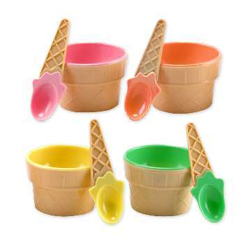 Ice Cream Bowls with Spoons - 4 Pieces