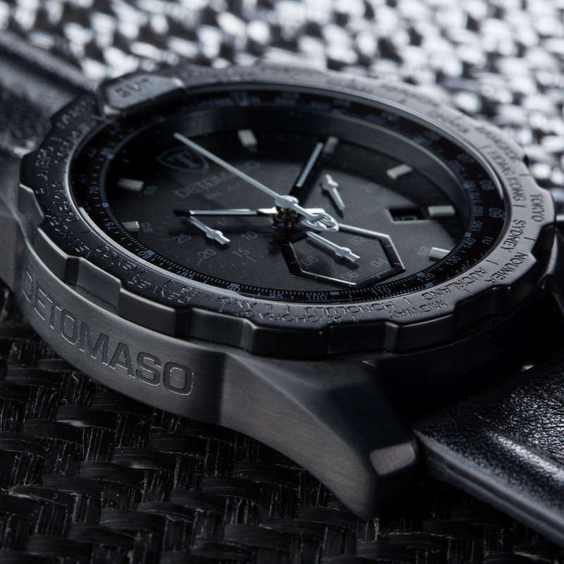 NEW MEN I DETOMASO Airbreaker Mens Watch Chronograph GMT Stainless Steel Black Red Watch