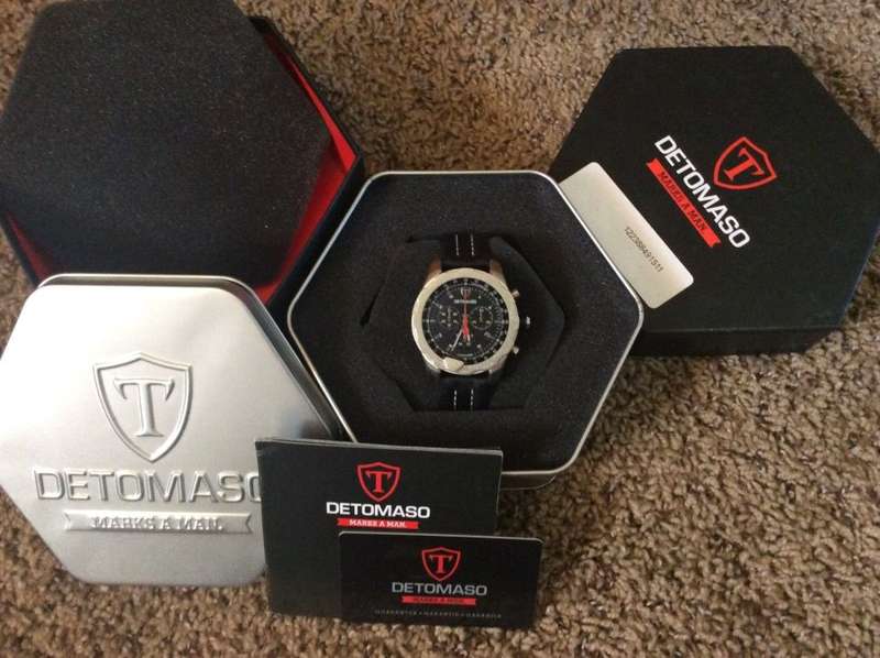 NEW MEN I DETOMASO AIRBREAKER Mens Watch Chronograph GMT Stainless Steel Silver Black Watch