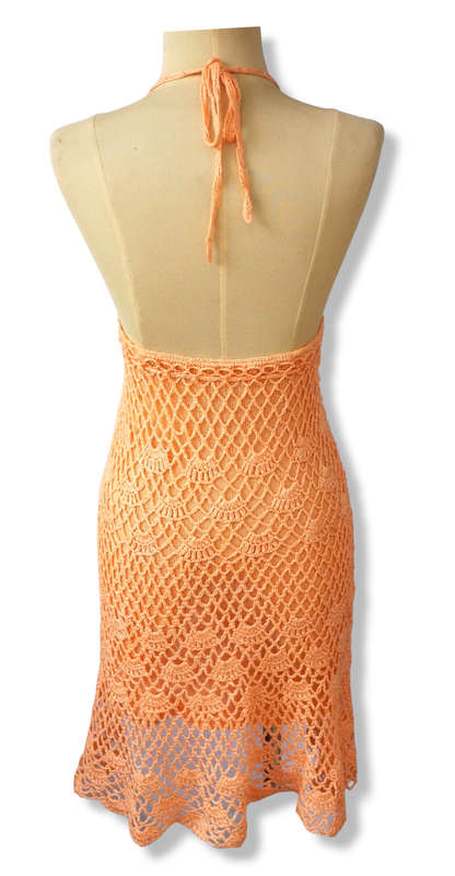 Crochet Beach Dress - Peach / Orange