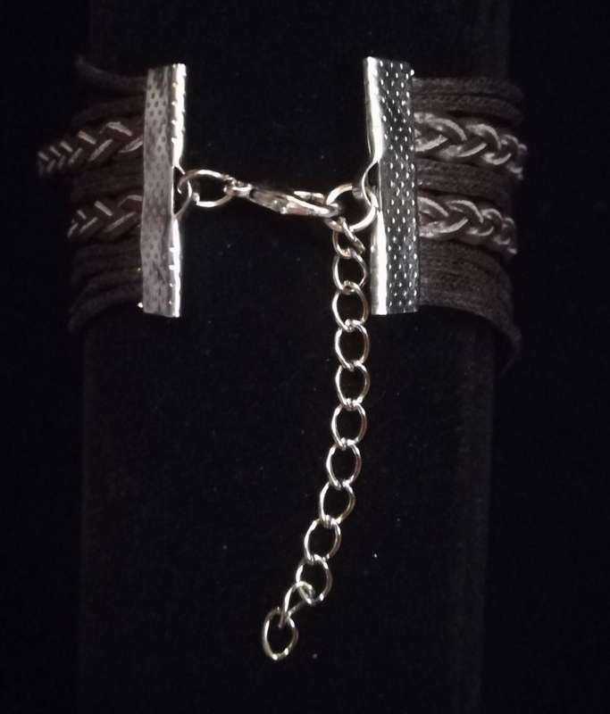Love , Infinity , Angel Wings , Heart Vegan Leather & Wax String Multilayer Charm Bracelet - Brown