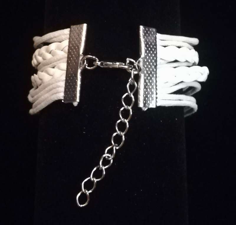 Peace , Infinity , Believe, Butterfly Vegan Leather & Wax String Multilayer Charm Bracelet - White