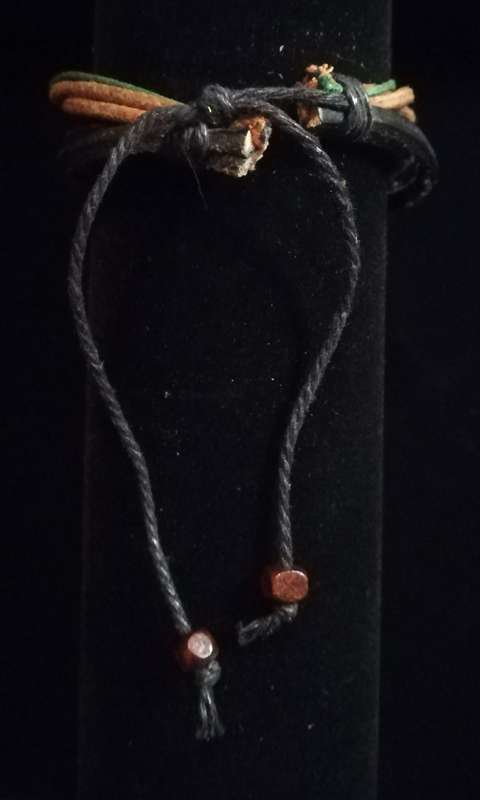 Unisex Multilayer Adjustable Beaded Leather & Wax String Bracelet with Feather Charm