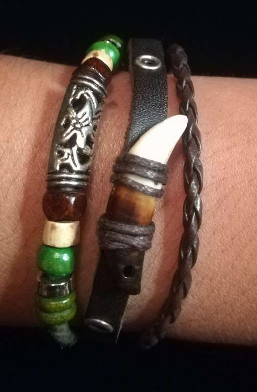 Unisex Multilayer Adjustable Beaded Leather & Wax String Bracelet