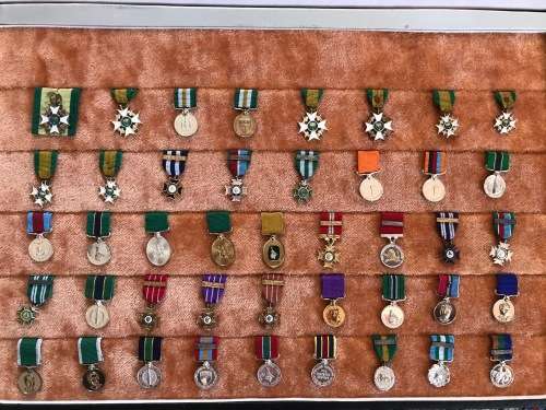 Boxed Set ~ 43 Miniture Rhodesian Military Forces and Civilian Honours and Awards