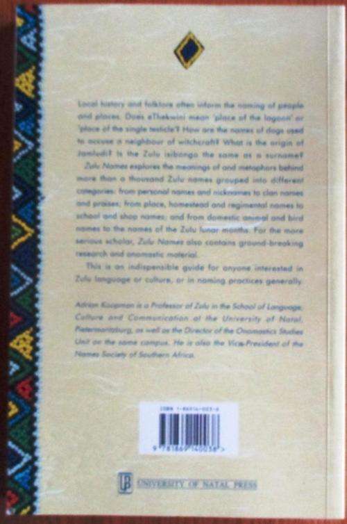 Zulu Names - Adrian Koopman