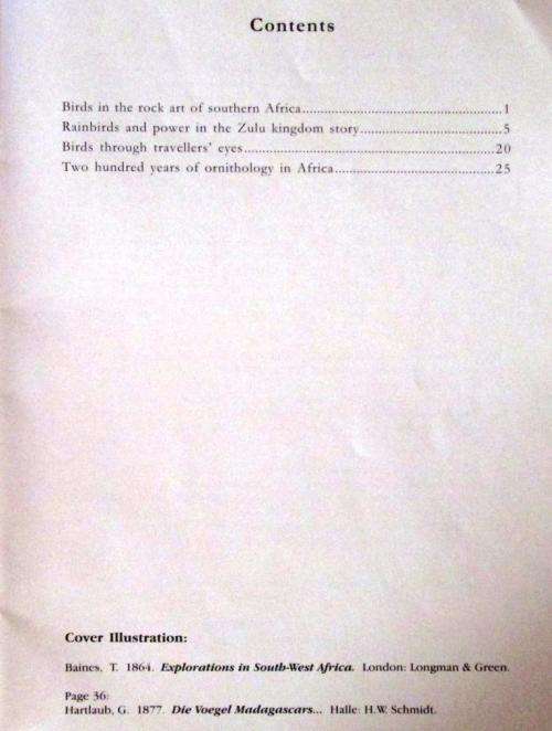 A flight through time: To celebrate the 22nd International Ornithological Congress, Durban, 1998