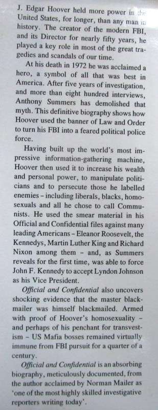 Official and Confidential the Secret Life of J. Edgar Hoover