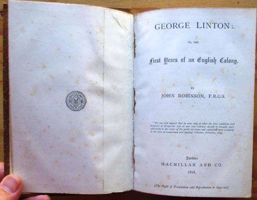 George Linton or, the First Years of an English Colony