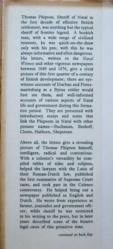 Letters and Other Writings of a Natal Sheriff Thomas Phipson 1815-76