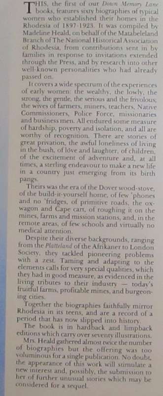 Down Memory Lane with Some Early Rhodesian Women