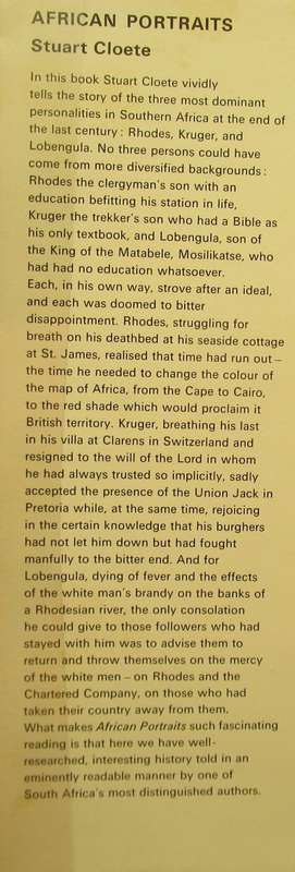 African Portraits a Biography of Paul Kruger, Cecil Rhodes and Lobengula Last King of the Matabele