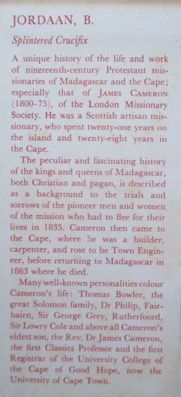 SPLINTERED CRUCIFIX early pioneers for Christendom on Madagascar and the Cape of Good Hope