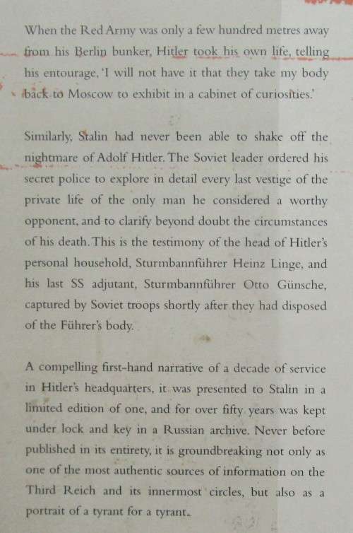 Hitler Book the secret dossier prepared for Stalin