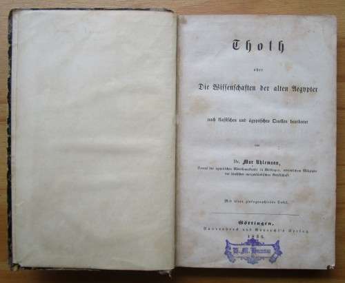 Thoth Oder Die Wissenschafen Der Alten Aegypter Nach Klassischen Und Agyptischen Quellen