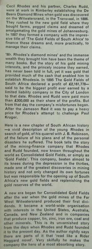 Gold Paved the Way the Story of the Goldfields Company