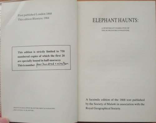ELEPHANT HAUNTS being a sportsman`s narrative of the search for Doctor Livingstone, with scenes of e