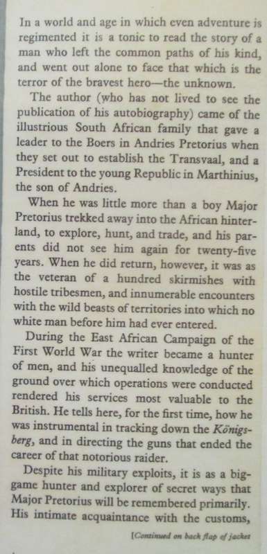 Jungle Man the autobiography of Major P J Pretorius