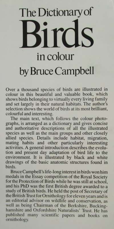 THE DICTIONARY OF BIRDS in colour