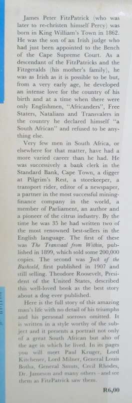 The First South African the Life and Times of Percy Fitzpatrick