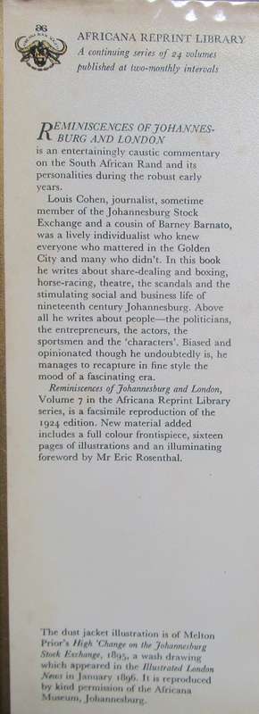 Reminiscences of Johannesburg and London