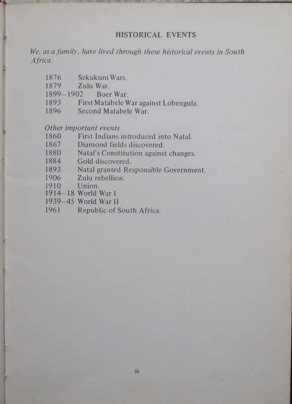 Some Old Natal Families a Compact Method of Recording Histories and Family Trees