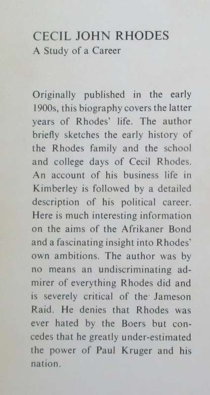 CECIL RHODES a study of a career