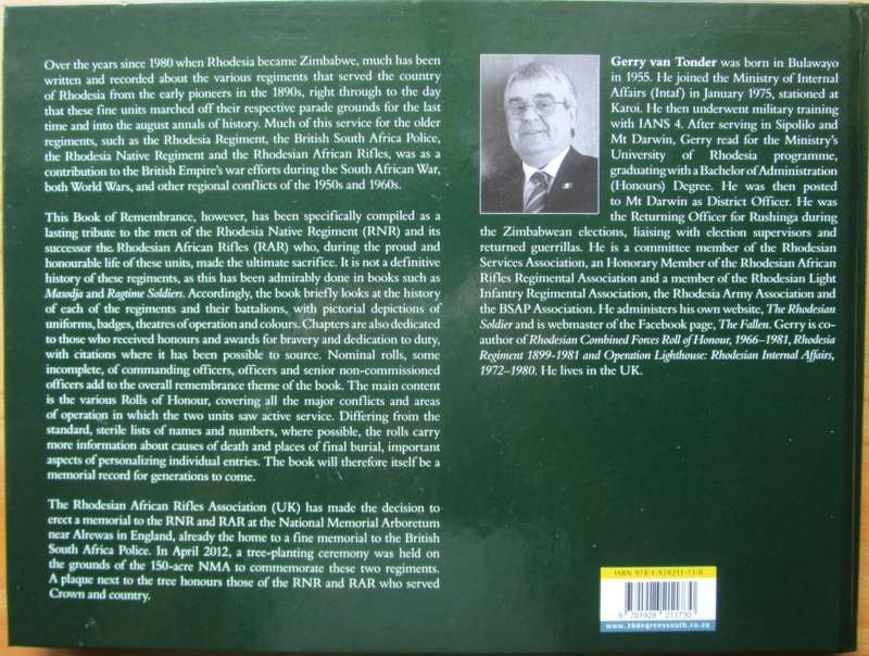 Book of Remembrance: Rhodesia Native Regiment & Rhodesian African Rifles, 1916-1981