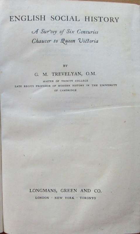 English Social History a Survey of Six Centuries Chaucer to Queen Victoria