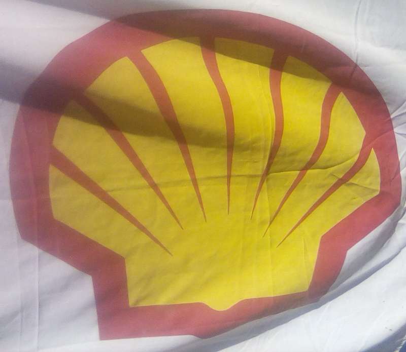 SHELL PETROLEUM - LARGE 105cm x 158cm FLAG made by NATIONAL FLAG, authentic.