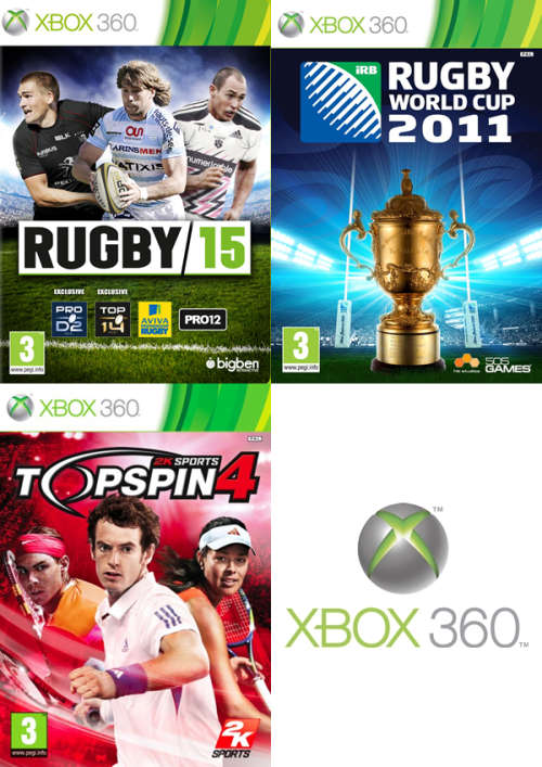 3x Xbox 360 Sports Games (Rugby 15, RWC 2011, Top Spin 4)